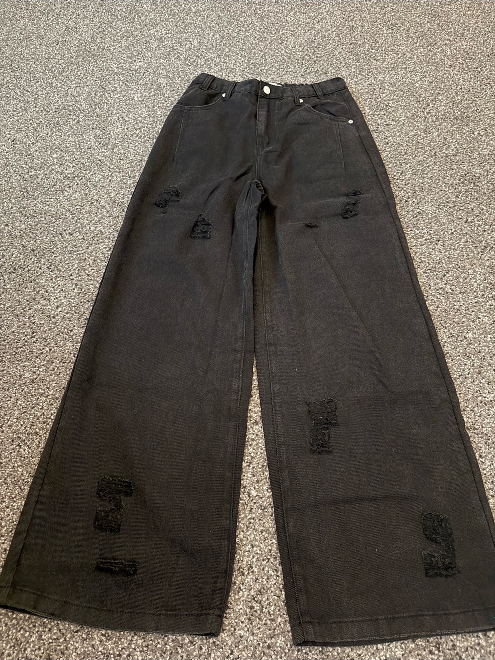 POL Black Straight-Leg Ripped Jeans